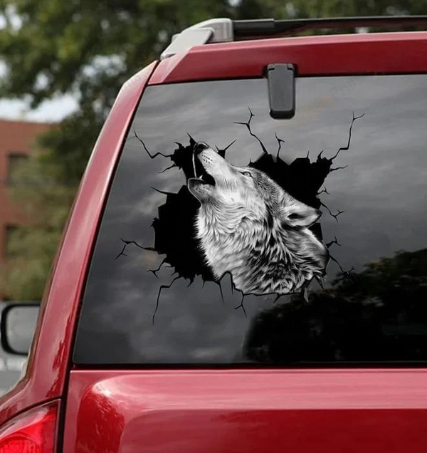 Grey Wolf 3D Vinyl Car Decal Sticker