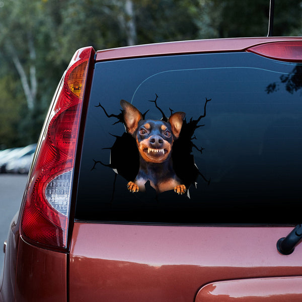 Funny Miniature Pinscher Dog 3D Vinyl Car Decal Sticker