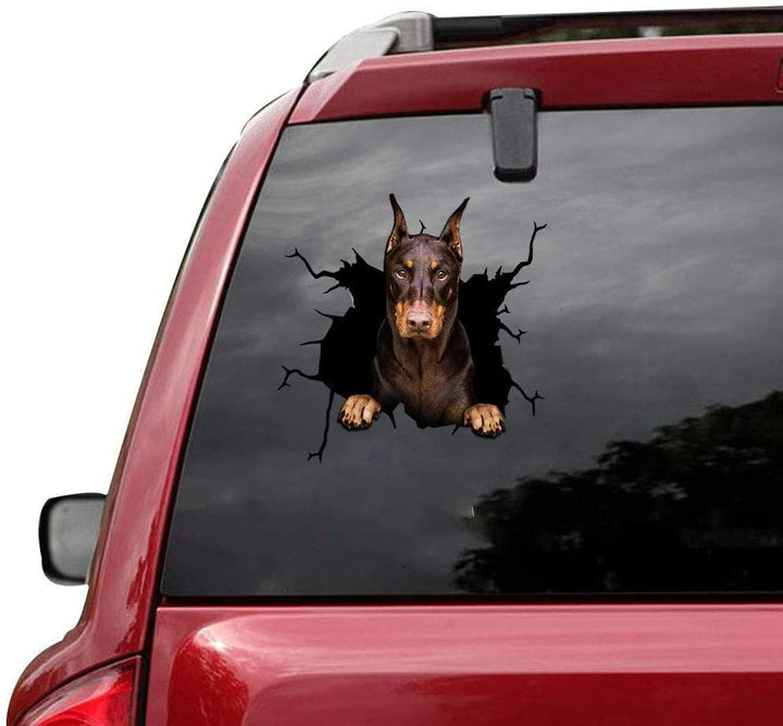 Funny Doberman Dog 3D Vinyl Car Decal Sticker