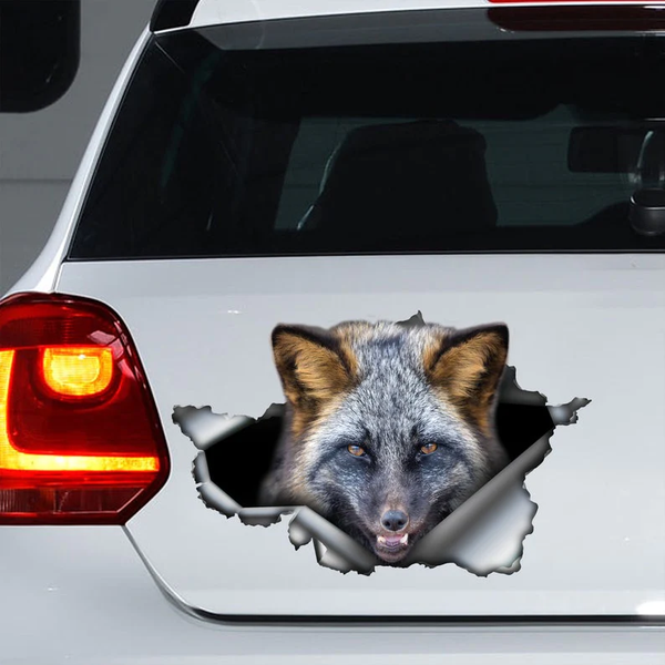 Silver Fox 3D Vinyl Car Decal Sticker