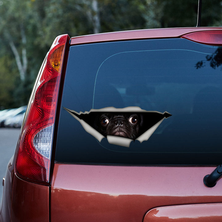 Funny Pug Dog 3D Vinyl Car Decal Sticker