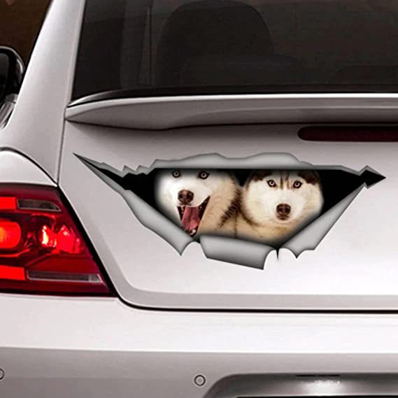 Funny Husky Dog car 3D Vinyl Car Decal Sticker