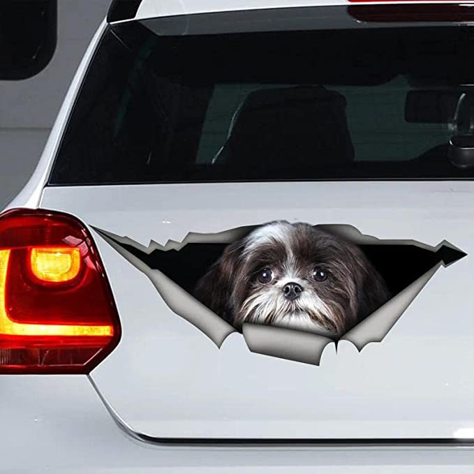 Funny Shih Tzu Dog 3D Vinyl Car Decal Sticker