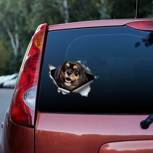 Funny Black And Brown Cavalier King Dog 3D Vinyl Car Decal Sticker