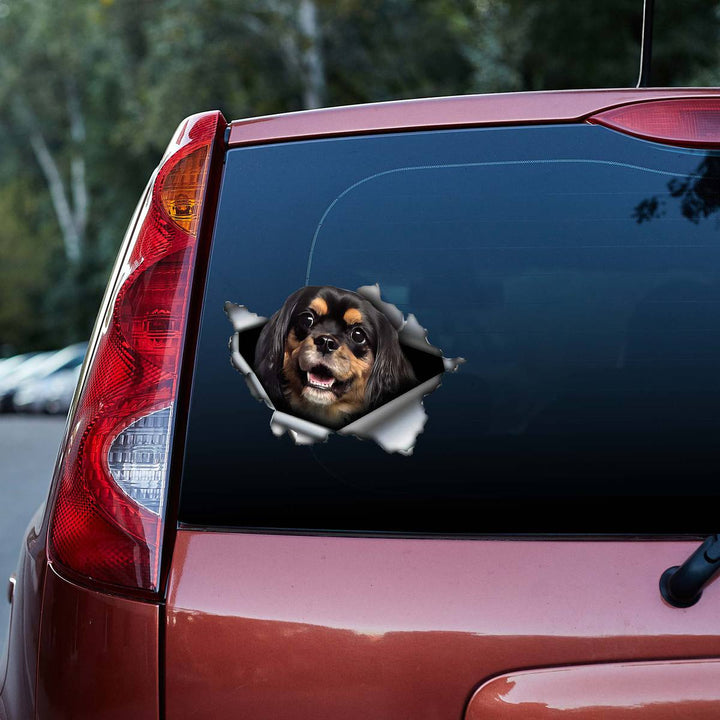 Funny Black And Brown Cavalier King Dog 3D Vinyl Car Decal Sticker