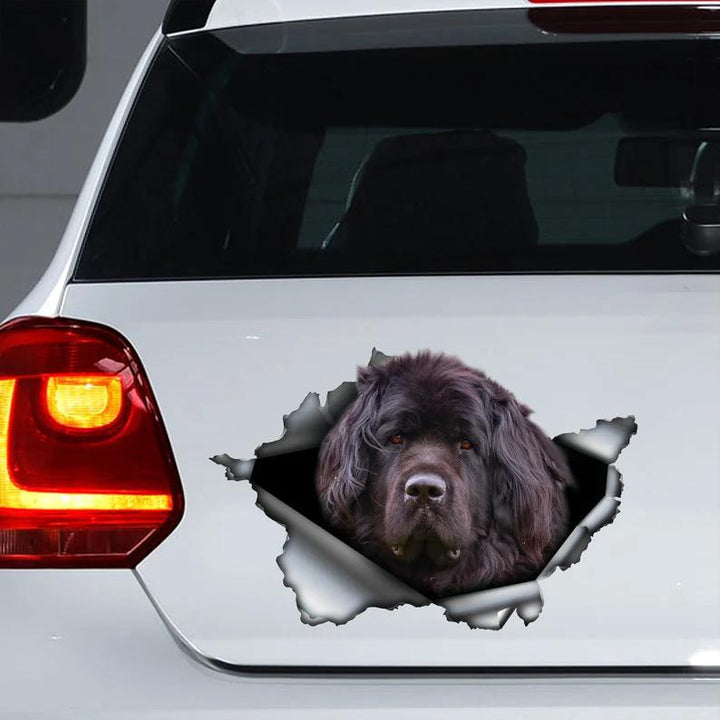 Black Newfie Dog 3D Vinyl Car Decal Sticker