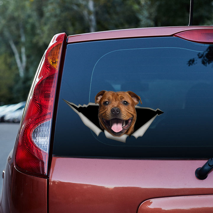 Funny Staffordshire Bull Terrier Dog 3D Vinyl Car Decal Sticker