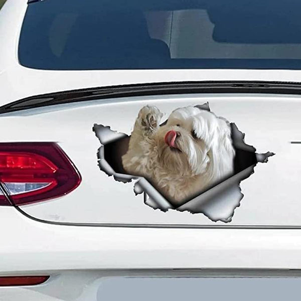 Funny Maltese Dog 3D Vinyl Car Decal Sticker