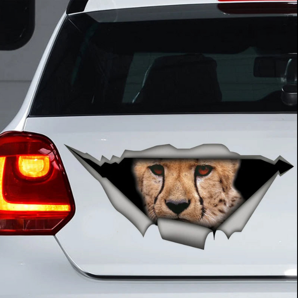 Funny Cheetah 3D Vinyl Car Decal Sticker