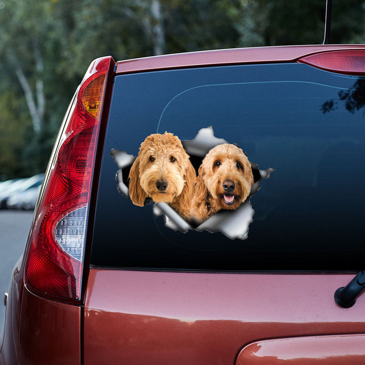 Golden Doodle Dog 3D Vinyl Car Decal Sticker