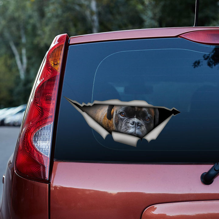 Funny Brindle German Boxer Dog 3D Vinyl Car Decal Sticker