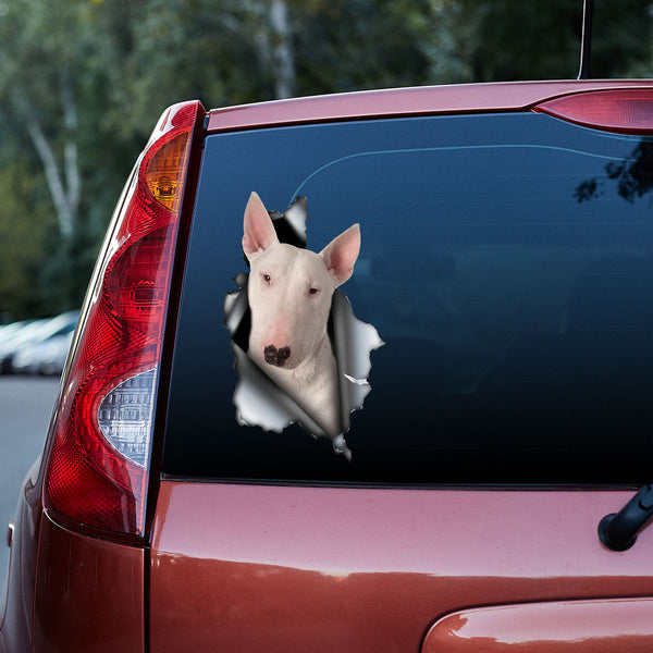 White bull terrier 3D Vinyl Car Decal Sticker