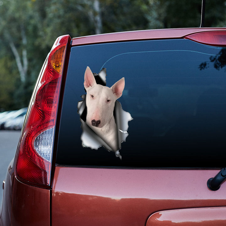 White bull terrier 3D Vinyl Car Decal Sticker