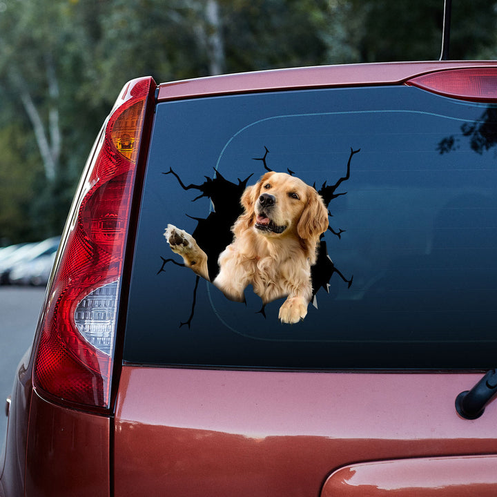 Funny Golden Retriever Dog 3D Vinyl Car Decal Sticker