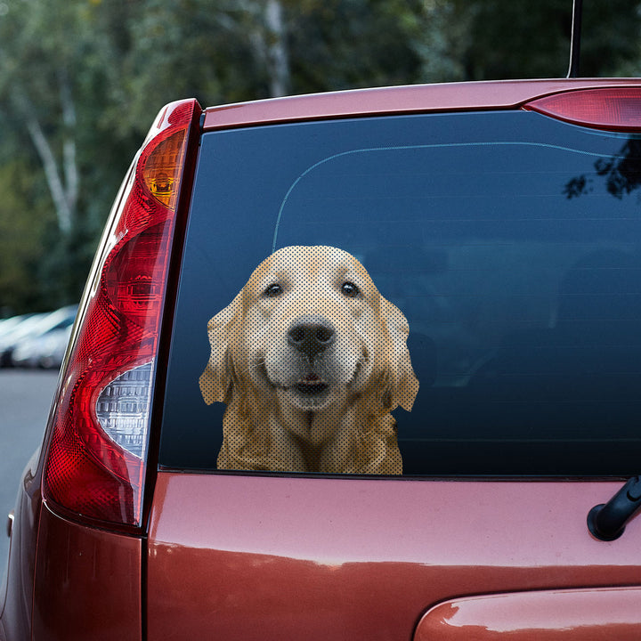 Funny Golden Retriever Dog 3D Vinyl Car Decal Sticker