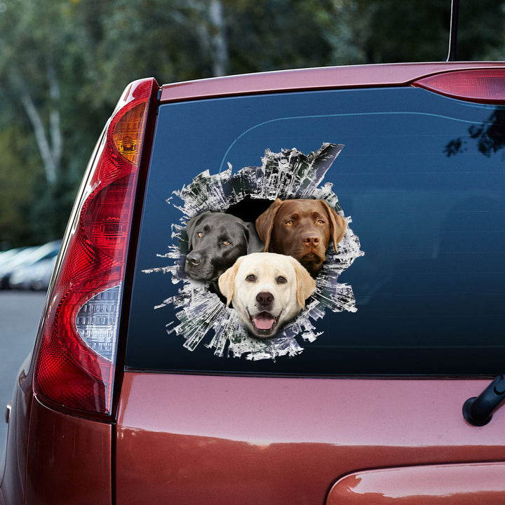 Funny Golden Chocolate Black Retriever Dog 3D Vinyl Car Decal Sticker
