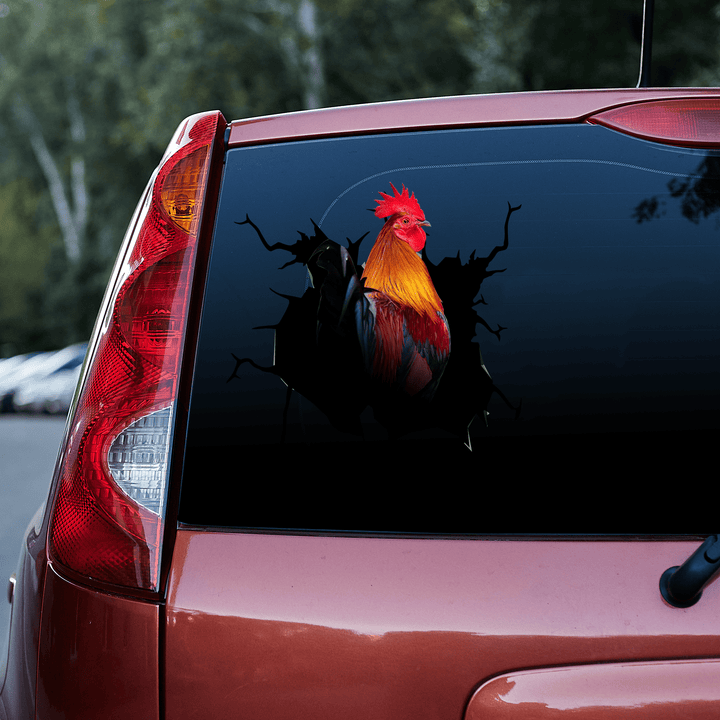 Red Rooster Chicken 3D Vinyl Car Decal Sticker