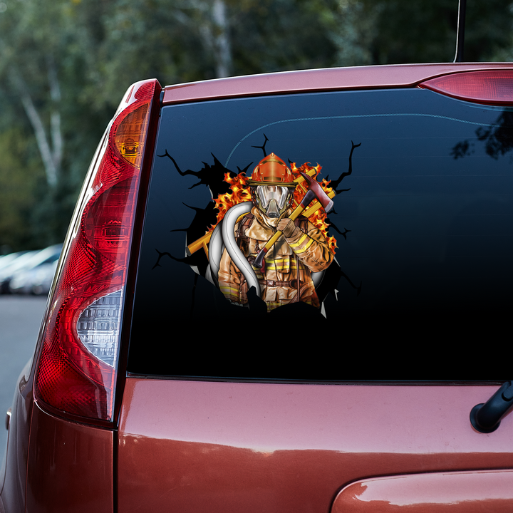 Hot Firefighter 3D Vinyl Car Decal Sticker