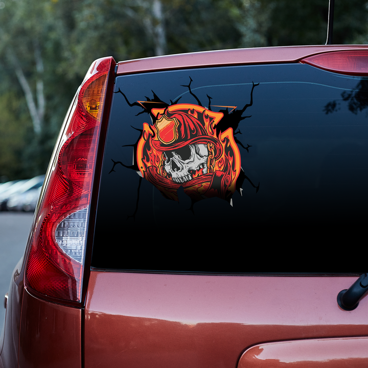 Walking Where The Devil Dances Firefighter 3D Vinyl Car Decal Sticker