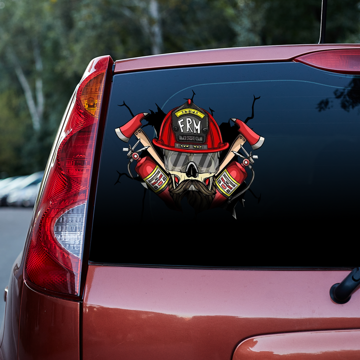 FRM Firefighter Fire Skull 3D Vinyl Car Decal Sticker