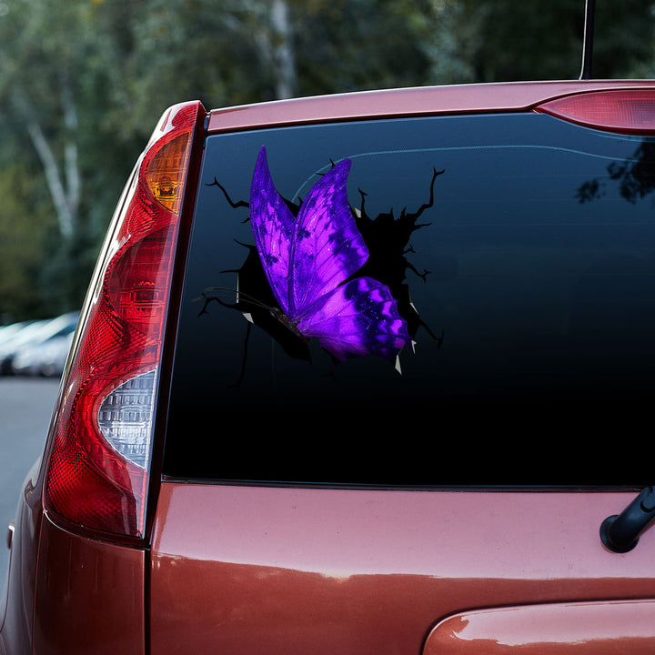 Beautiful Purple Butterfly 3D Vinyl Car Decal Sticker