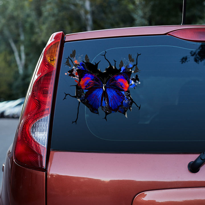 Beautiful Butterfly Grunge Style 3D Vinyl Car Decal Sticker