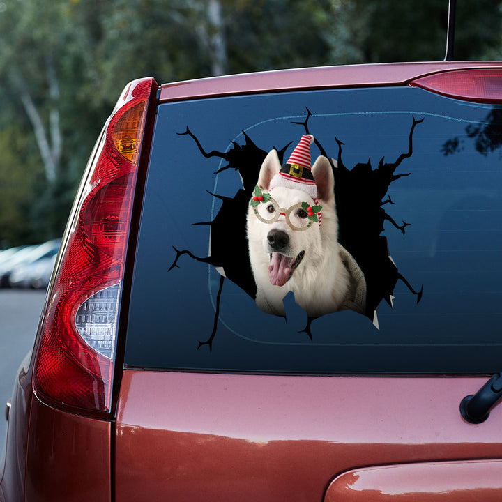 Funny Christmas Husky Dog 3D Vinyl Car Decal Sticker