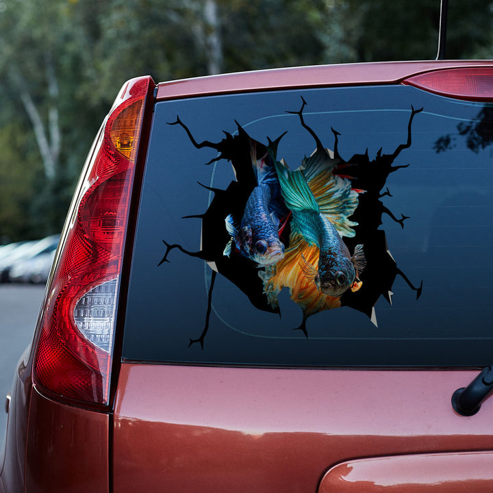 Couple Siamese Fish 3D Vinyl Car Decal Sticker