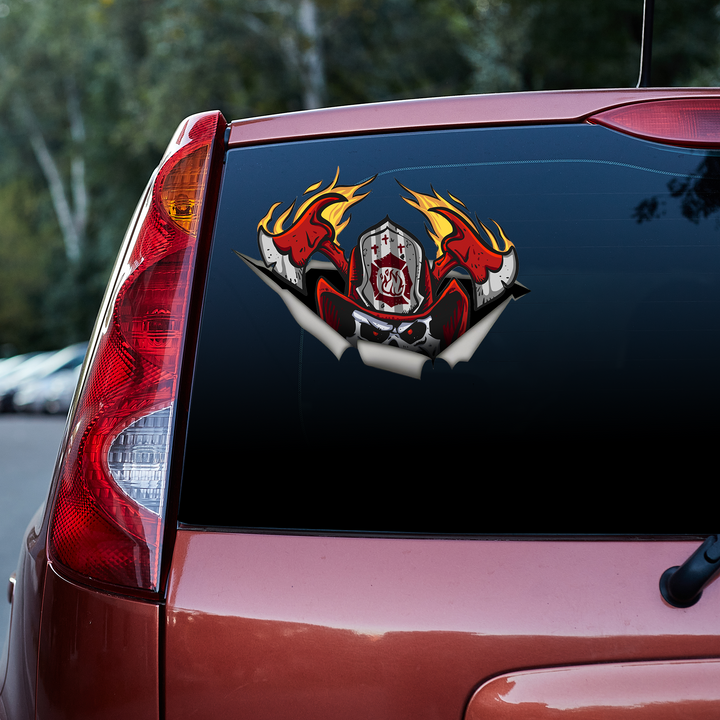 Skull Wear Fireman Helmet 3D Vinyl Car Decal Sticker