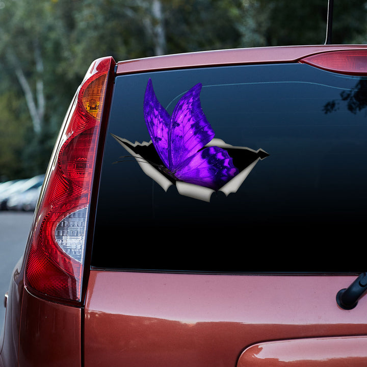 Beautiful Purple Butterfly 3D Vinyl Car Decal Sticker