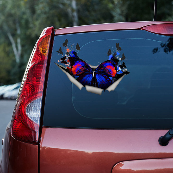 Beautiful Butterfly Grunge Style 3D Vinyl Car Decal Sticker