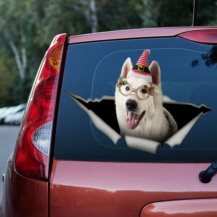 Funny Christmas Husky Dog 3D Vinyl Car Decal Sticker