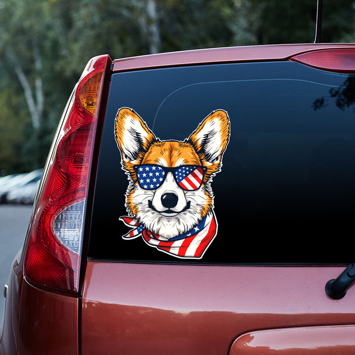 Cool Corgi Dog With Sunglass Vinyl Car Decal Sticker