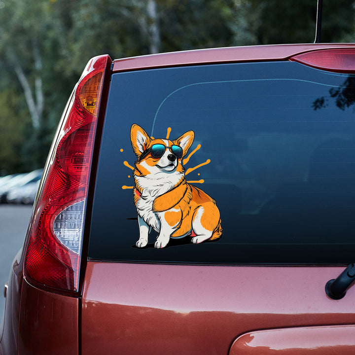 Cool Corgi With Sunglasses Vinyl Car Decal Sticker