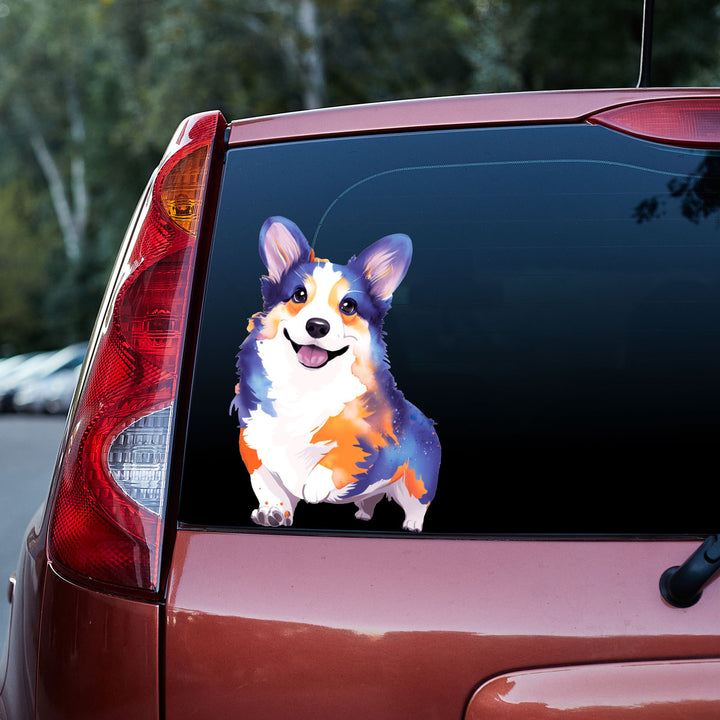 Lovely Watercolor Corgi Dog Vinyl Car Decal Sticker