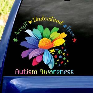 Accept Understand Love Colorful Flower Vinyl Car Decal Sticker