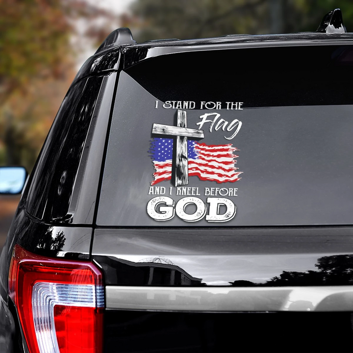 I Stand For The Flag And I Kneel Before Christian Vinyl Car Decal Sticker