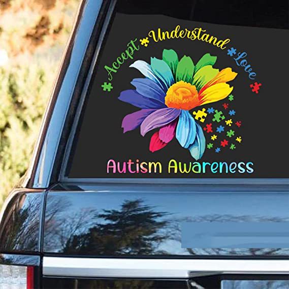 Rainbow Flowers Vinyl Car Decal Sticker