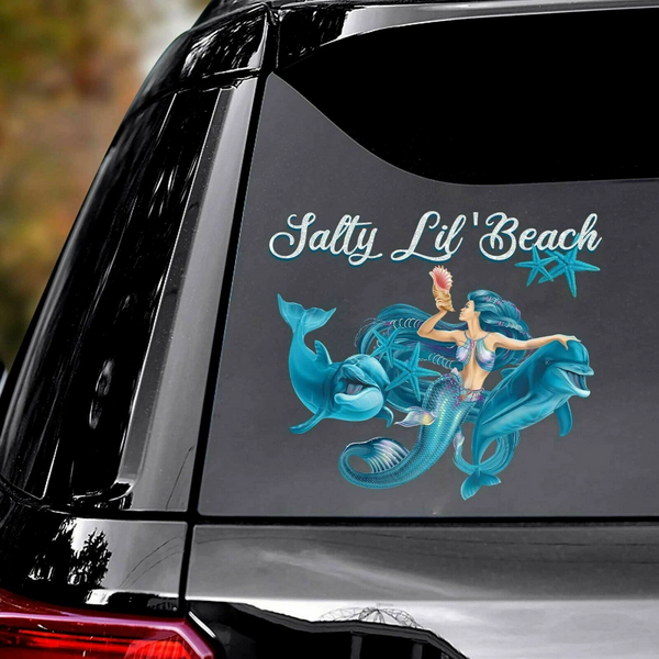 Mermaid Salty Lil Beach Vinyl Car Decal Sticker