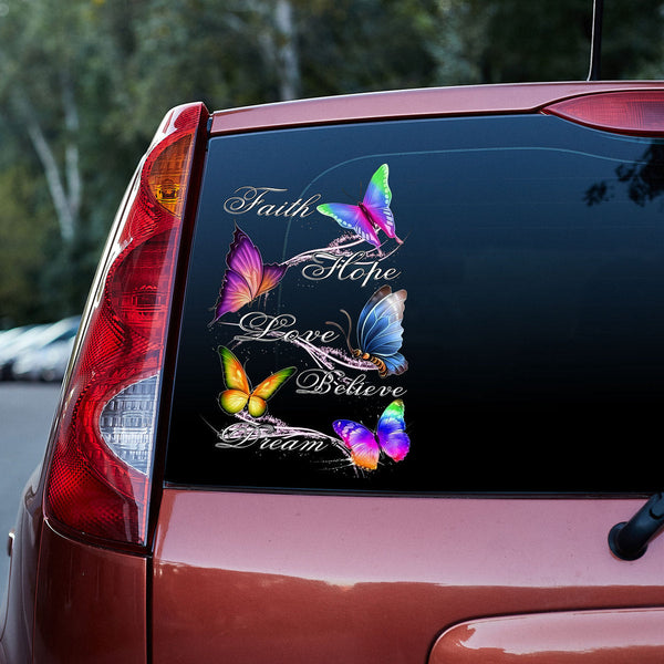 Butterflies Lover Faith Vinyl Car Decal Sticker