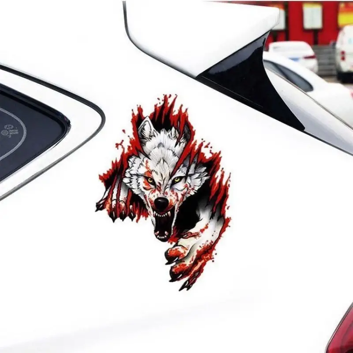 Domineering Wolf Head Hood 3D Vinyl Car Decal Sticker