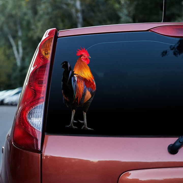 Red Rooster Chicken 3D Vinyl Car Decal Sticker