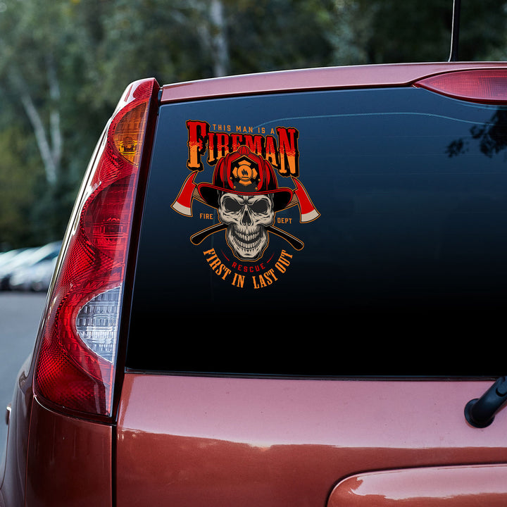 Vintage Firefighter Skull 3D Vinyl Car Decal Sticker