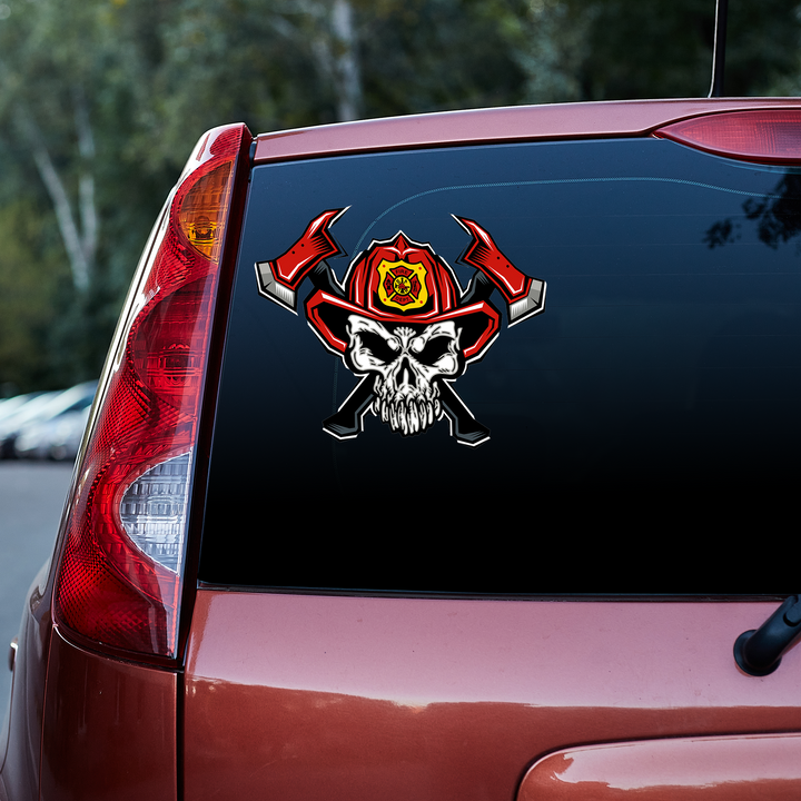 FireFighter Skull 3D Vinyl Car Decal Sticker