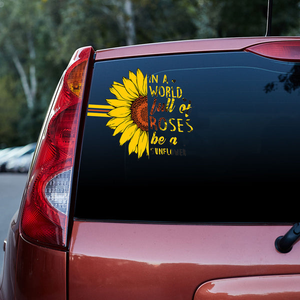 Sunflowers In A World Vinyl Car Decal Sticker