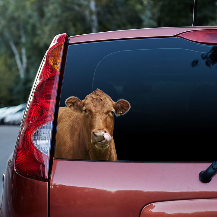 Funny Angus Brown Cow 3D Vinyl Car Decal Sticker