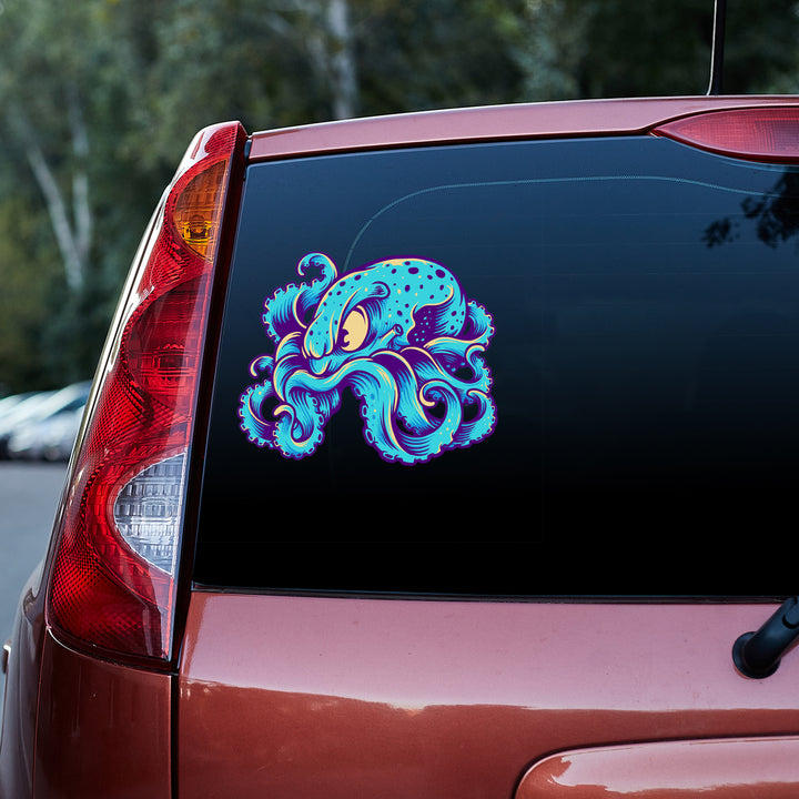 Grumpy Cartoon Octopus 3D Vinyl Car Decal Sticker