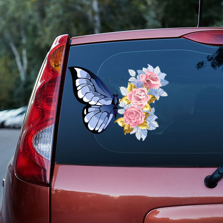 Butterfly Flower Bouquet Vinyl Car Decal Sticker