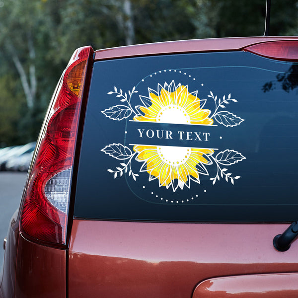 Sunflower Split Floral Border Vinyl Car Decal Sticker