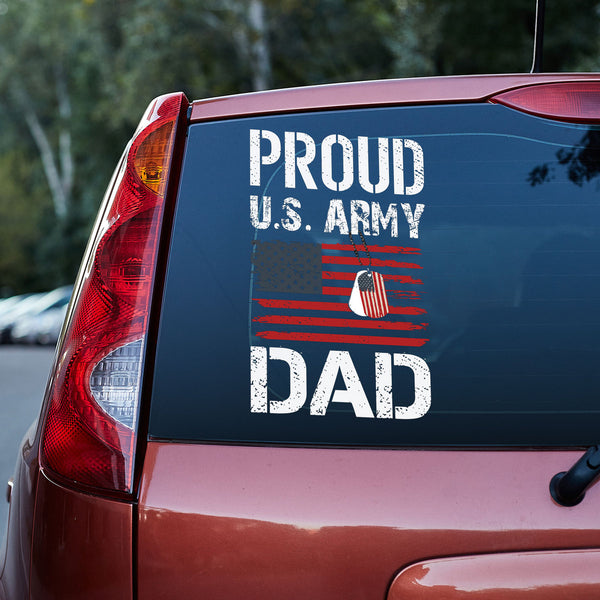 Proud US Army Dad Veteran Vinyl Car Decal Sticker